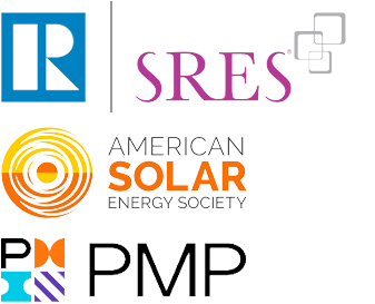 Realtor, SRES, American Solar Energy Society, PMP logos